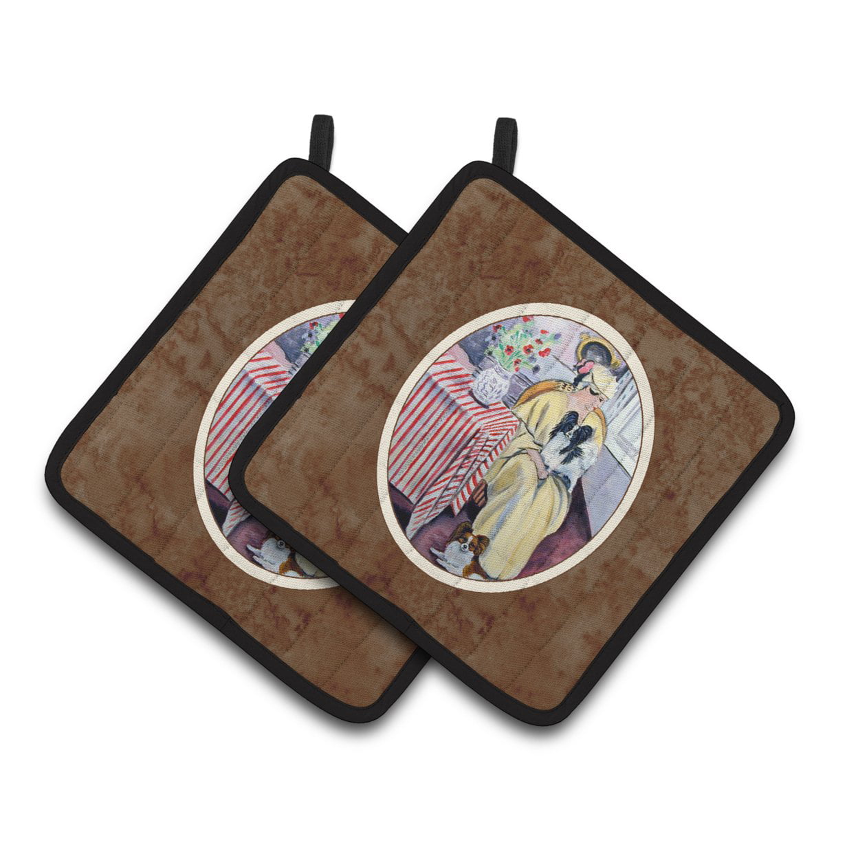 Picture of Carolines Treasures 7069PTHD Lady With Her Papillon Pair of Pot Holders