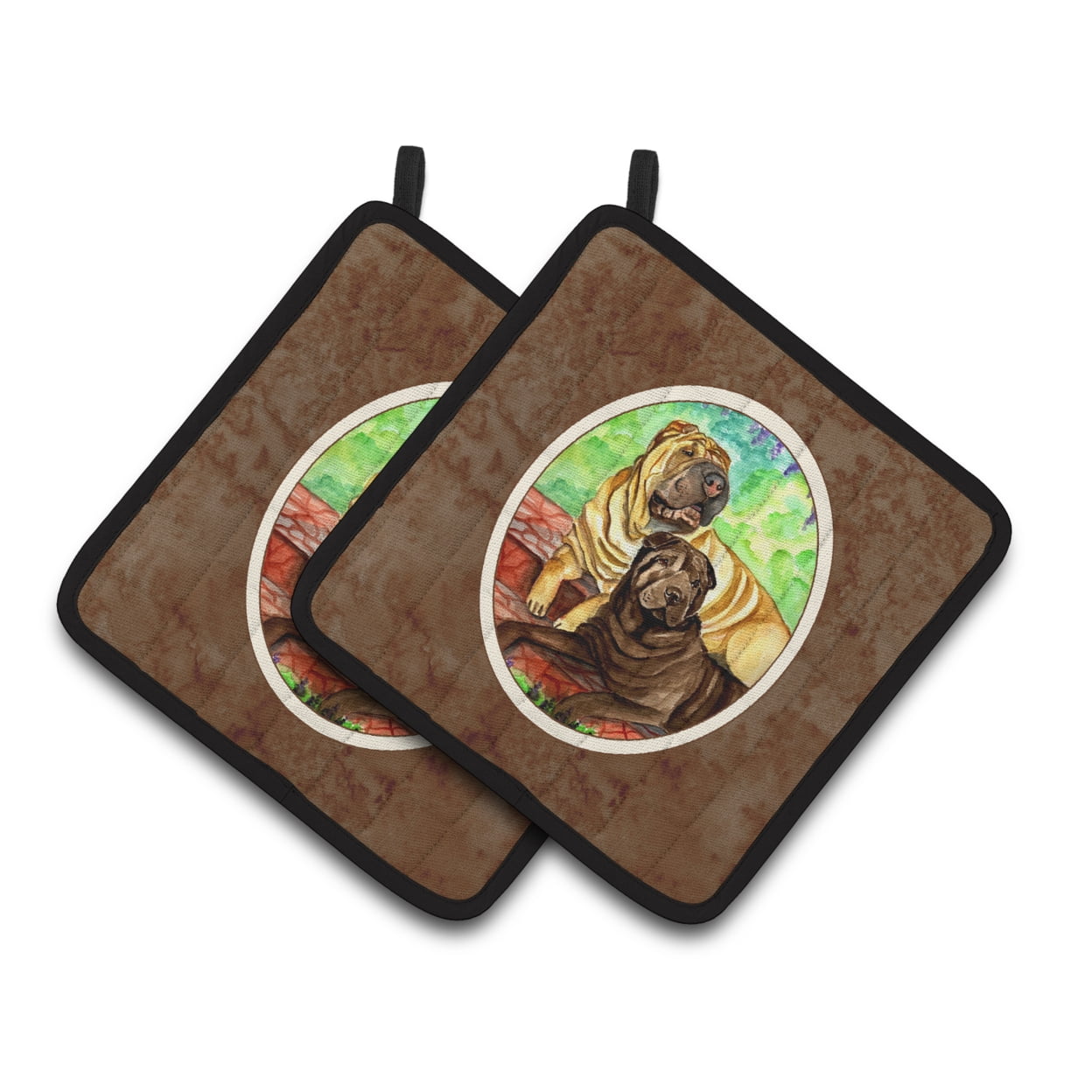 Picture of Carolines Treasures 7070PTHD Shar Pei Fawn & Chocolate Pair of Pot Holders