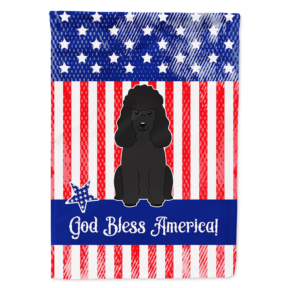 Patriotic USA Poodle Black Flag Canvas House Size