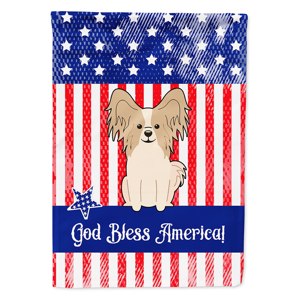 Patriotic USA Papillon Sable White Flag Canvas House Size