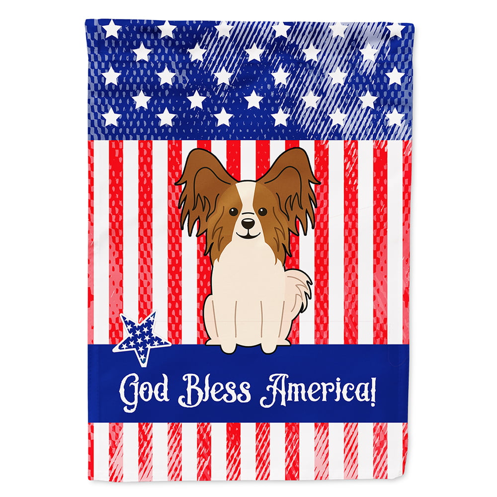 BB3073CHF Patriotic USA Papillon Red White Flag Canvas House Size