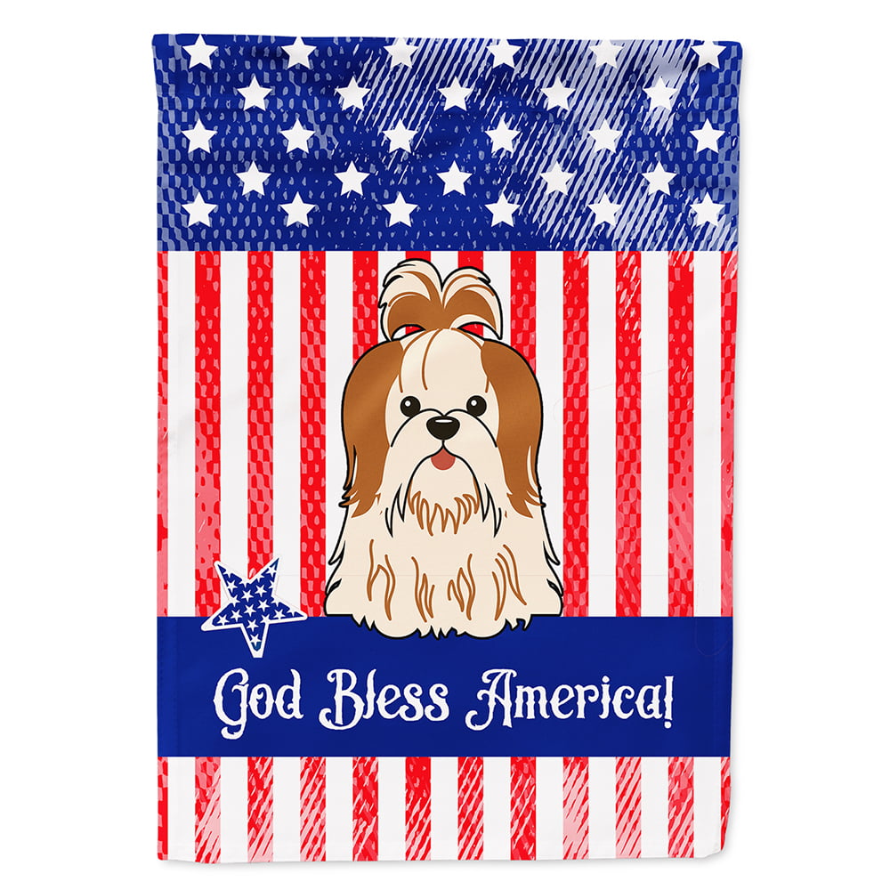 BB3082CHF Patriotic USA Shih Tzu Red White Flag Canvas House Size