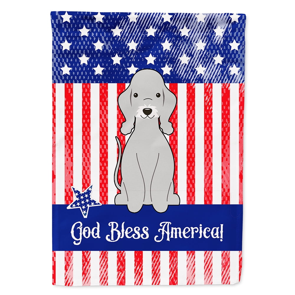 Patriotic USA Bedlington Terrier Blue Flag Canvas House Size