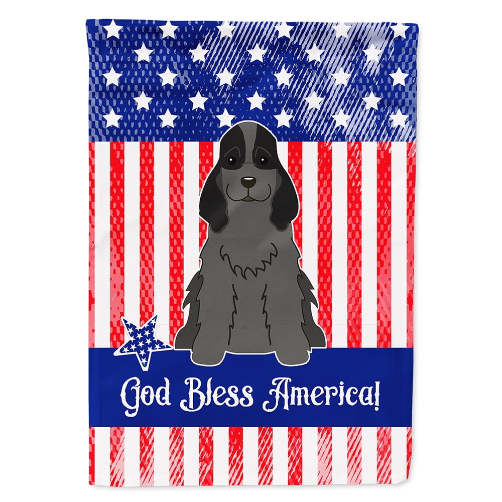 BB3087CHF Patriotic USA Cocker Spaniel Black Flag Canvas House Size