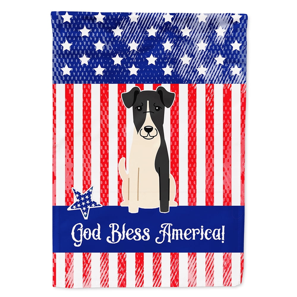 BB3093CHF Patriotic USA Smooth Fox Terrier Flag Canvas House Size