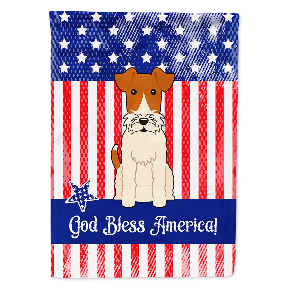 Patriotic USA Wire Fox Terrier Flag Canvas House Size