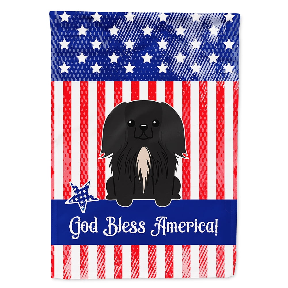 BB3102CHF Patriotic USA Pekingnese Black Flag Canvas House Size