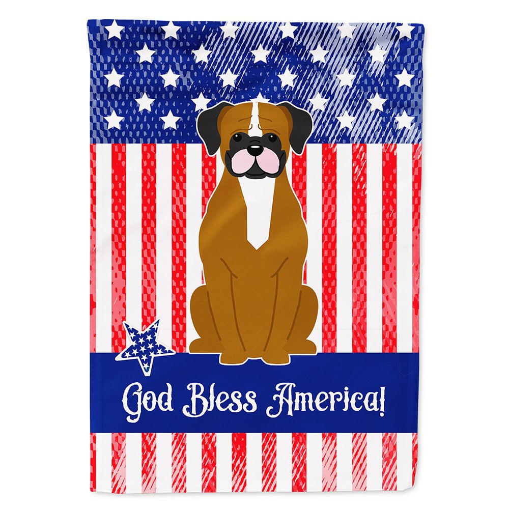 BB3111CHF Patriotic USA Flashy Fawn Boxer Flag Canvas House Size