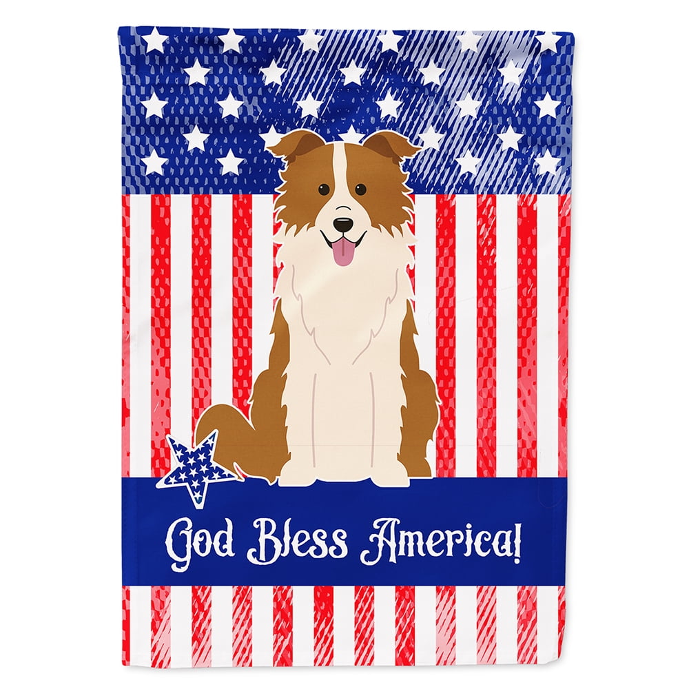 BB3114CHF Patriotic USA Border Collie Red White Flag Canvas House Size