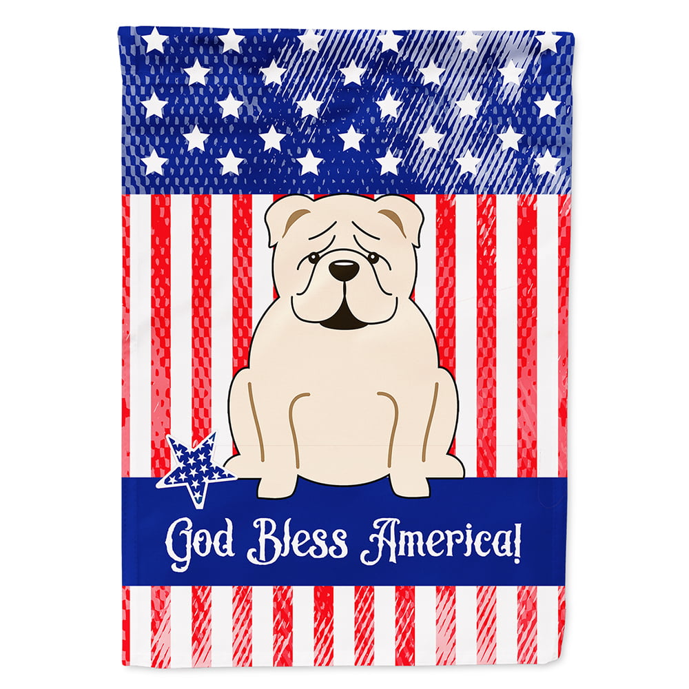 Patriotic USA English Bulldog White Flag Canvas House Size