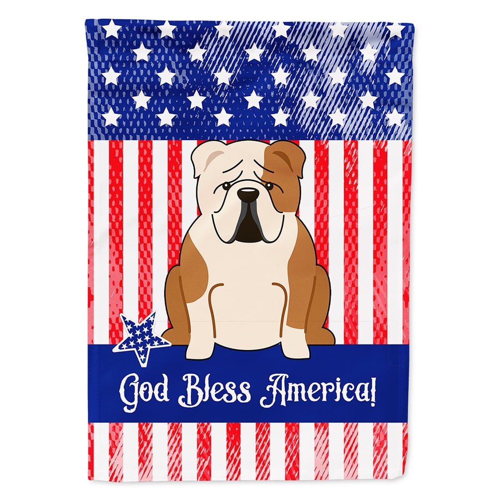 Patriotic USA English Bulldog Fawn White Flag Canvas House Size