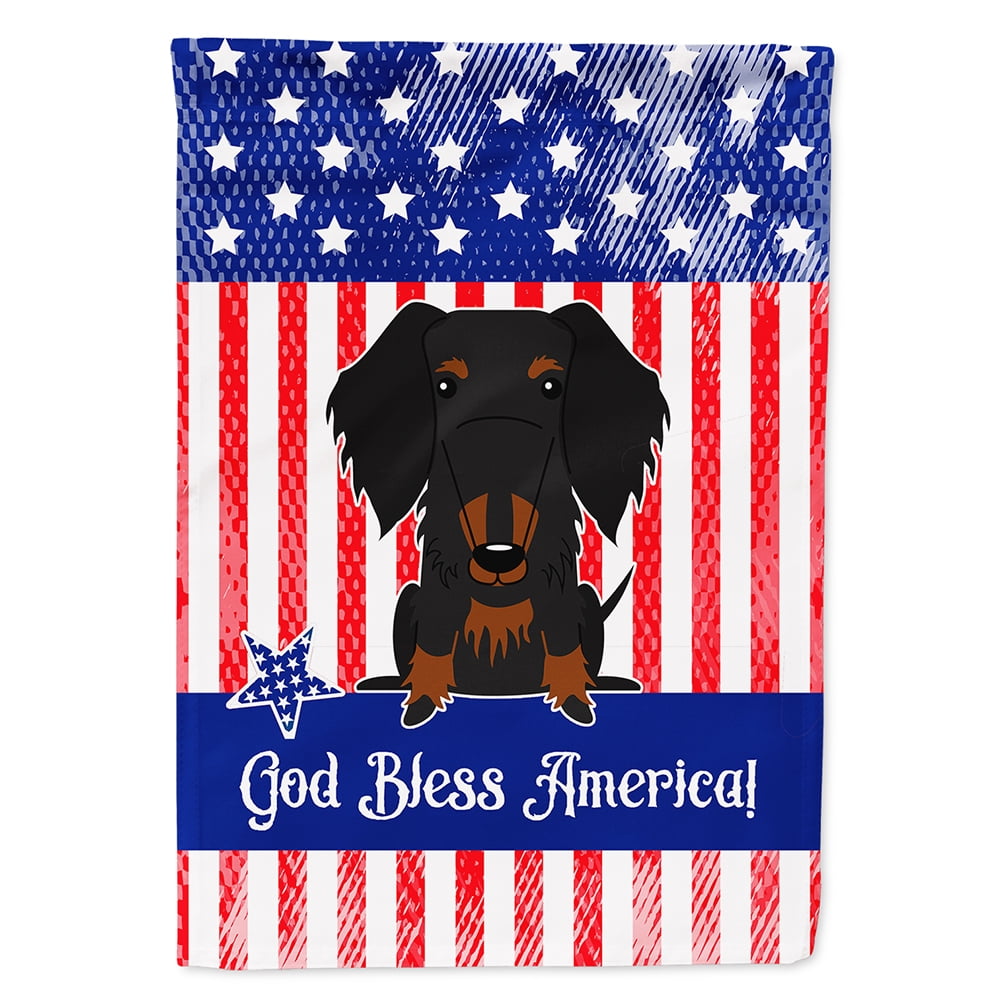 BB3122CHF Patriotic USA Wire Haired Dachshund Black Tan Flag Canvas House Size