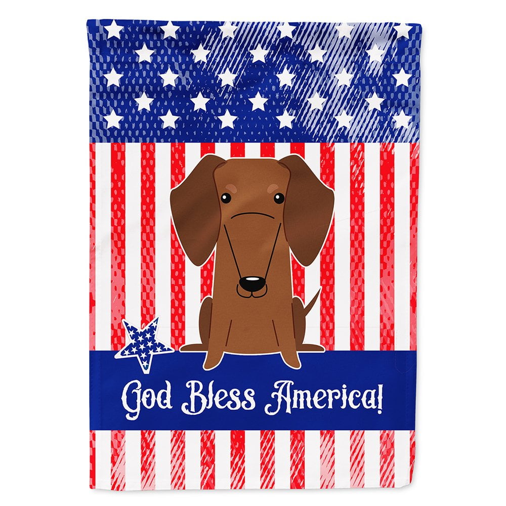 BB3125CHF Patriotic USA Dachshund Red Brown Flag Canvas House Size