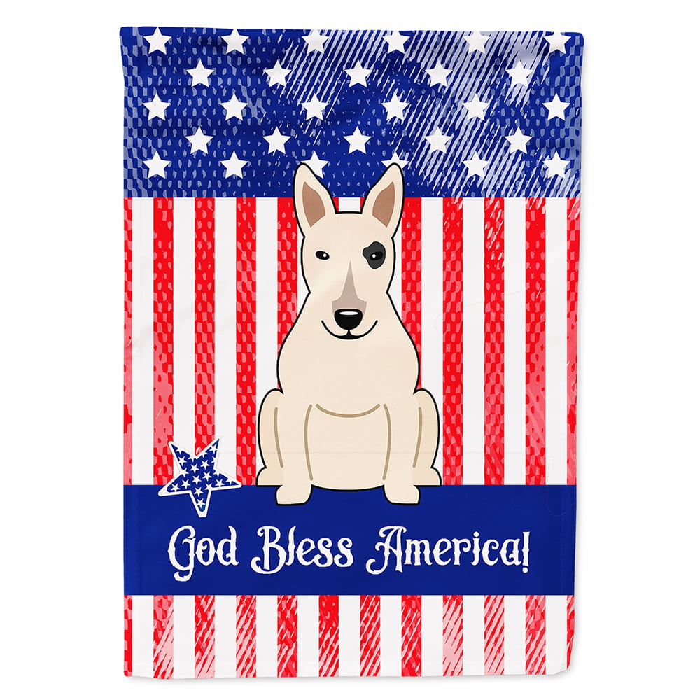 Patriotic USA Bull Terrier White Flag Canvas House Size