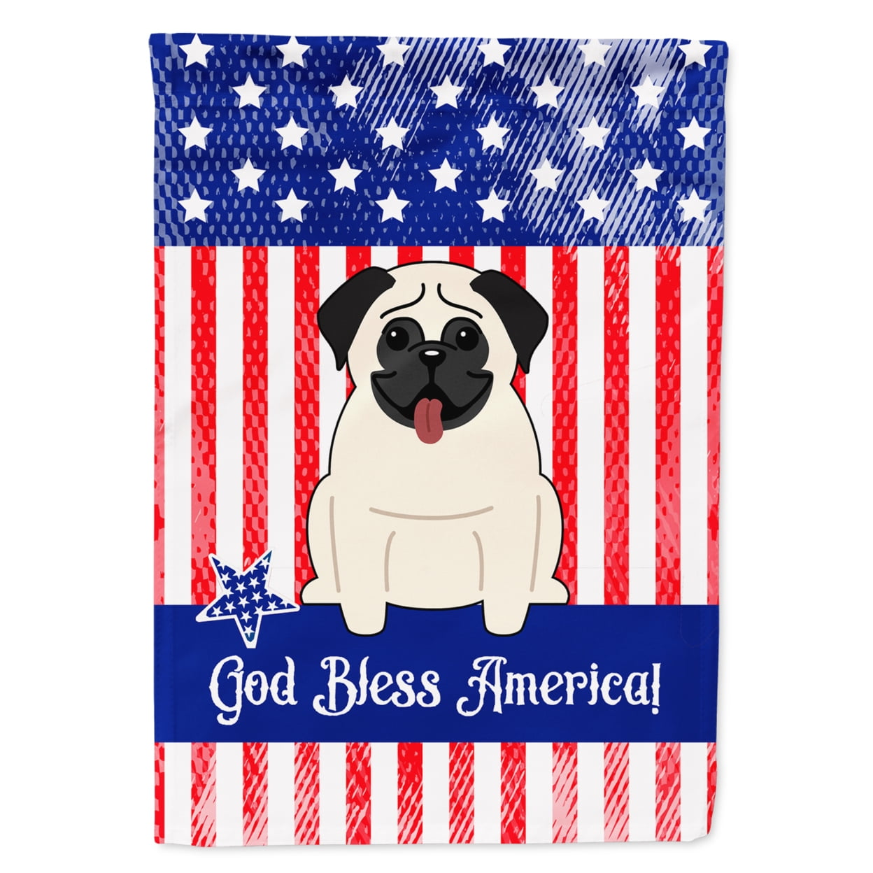BB2999GF Patriotic USA Pug Cream Garden Size Flag