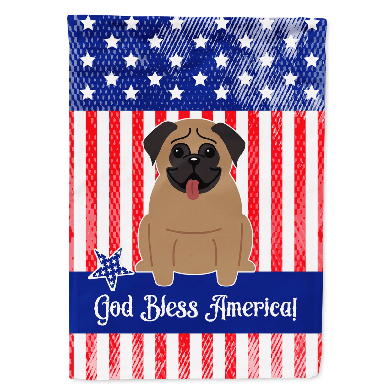 BB3000GF Patriotic USA Pug Brown Garden Size Flag