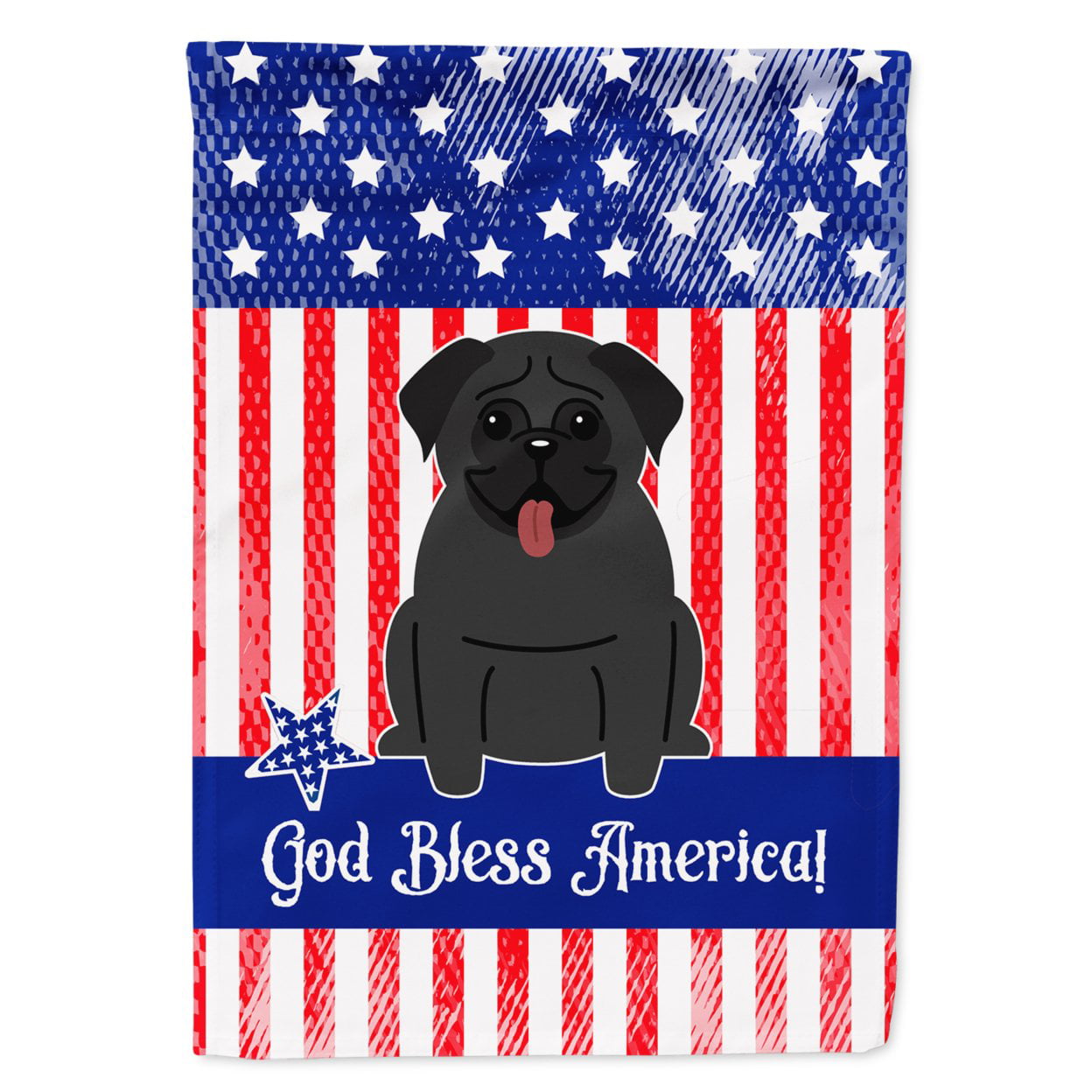 BB3001GF Patriotic USA Pug Black Garden Size Flag
