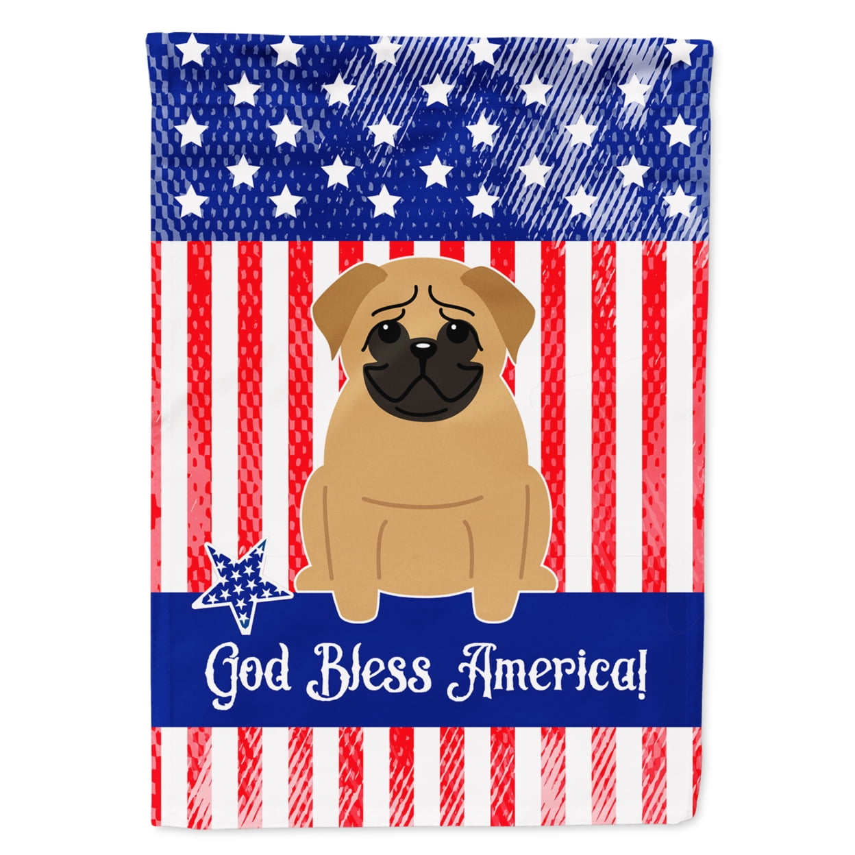 BB3002GF Patriotic USA Pug Brown Garden Size Flag