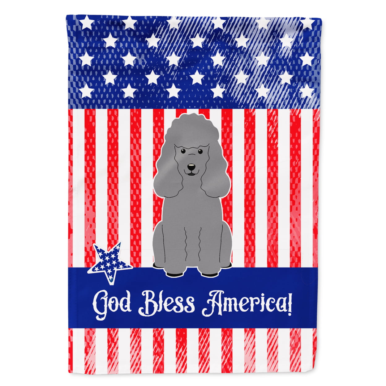 BB3063GF Patriotic USA Poodle Silver Garden Size Flag
