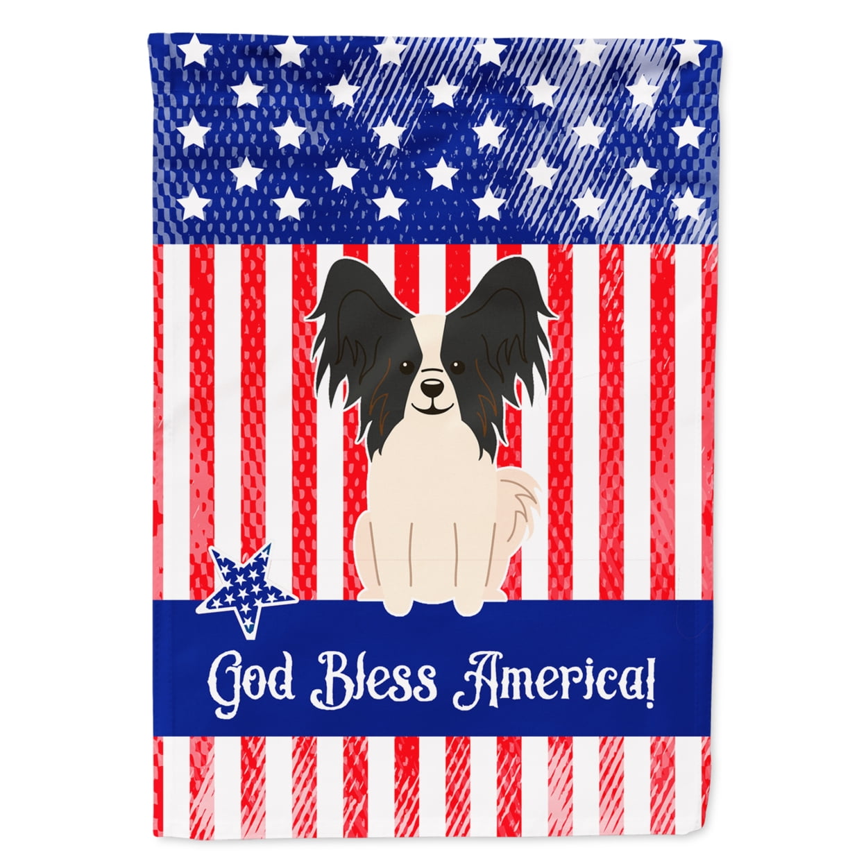 BB3071GF Patriotic USA Papillon Black White Garden Size Flag