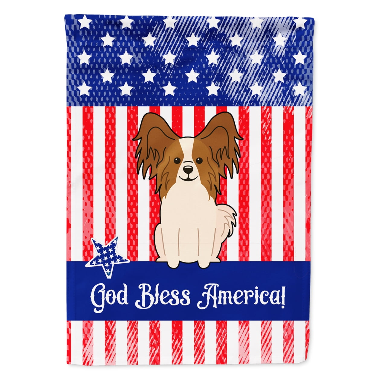 BB3073GF Patriotic USA Papillon Red White Garden Size Flag