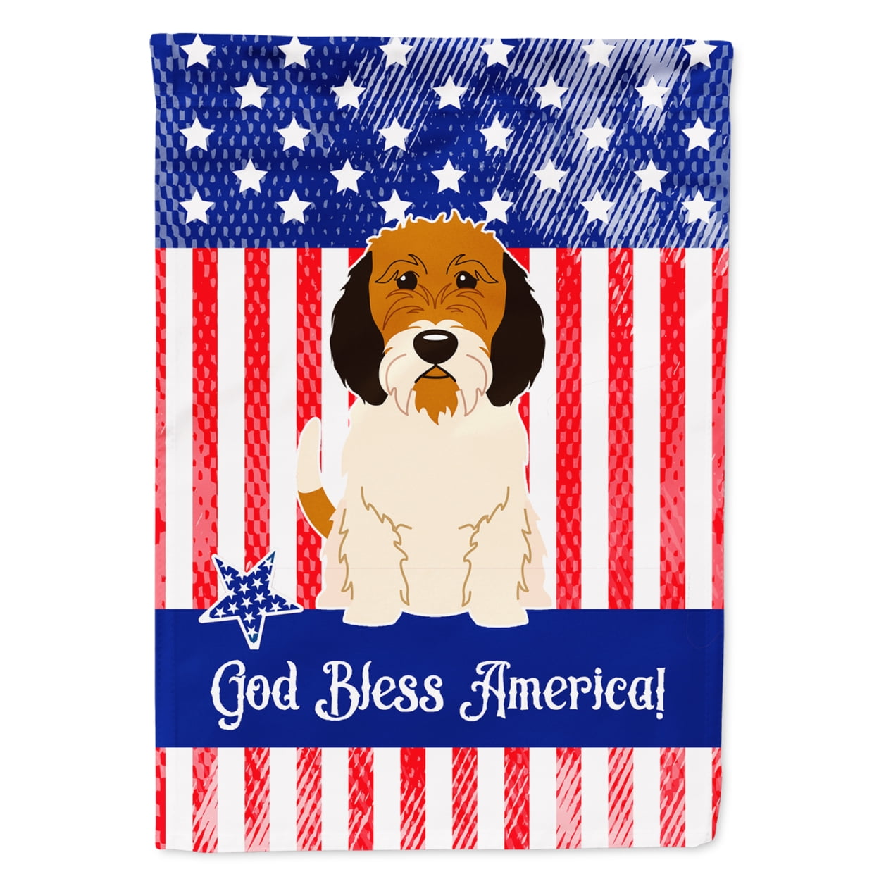 BB3074GF Patriotic USA Petit Basset Griffon Veenden Garden Size Flag