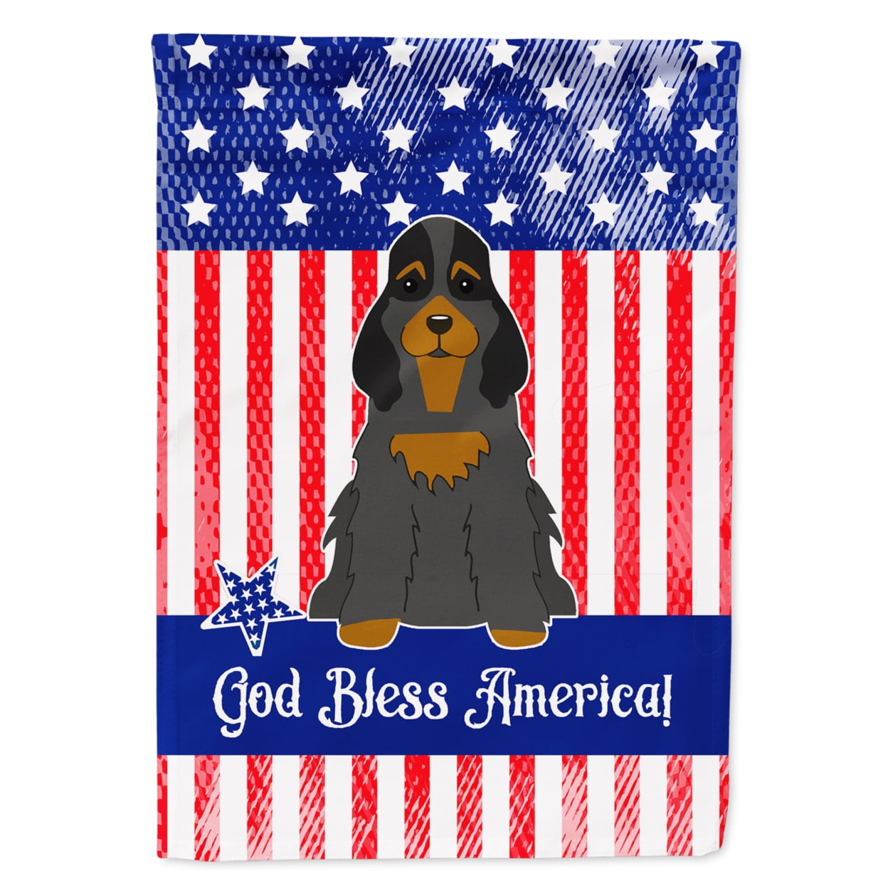 BB3088GF Patriotic USA Cocker Spaniel Black Tan Garden Size Flag