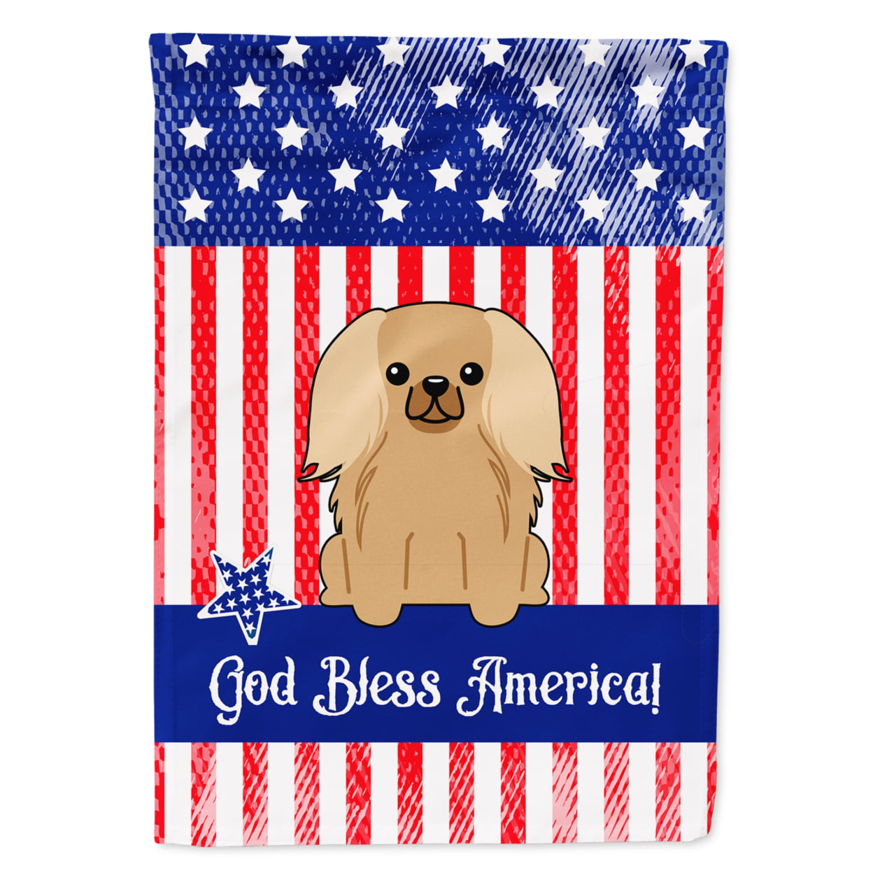 Patriotic USA Pekingnese Fawn Sable Garden Size Flag