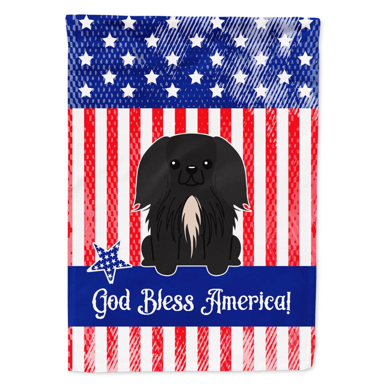 BB3102GF Patriotic USA Pekingnese Black Garden Size Flag