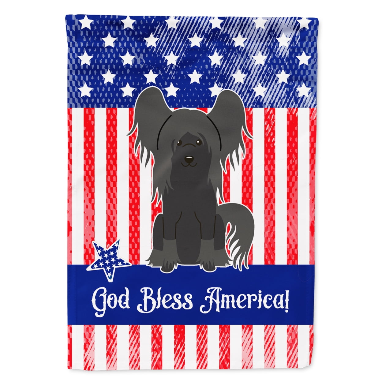 BB3107GF Patriotic USA Chinese Crested Black Garden Size Flag