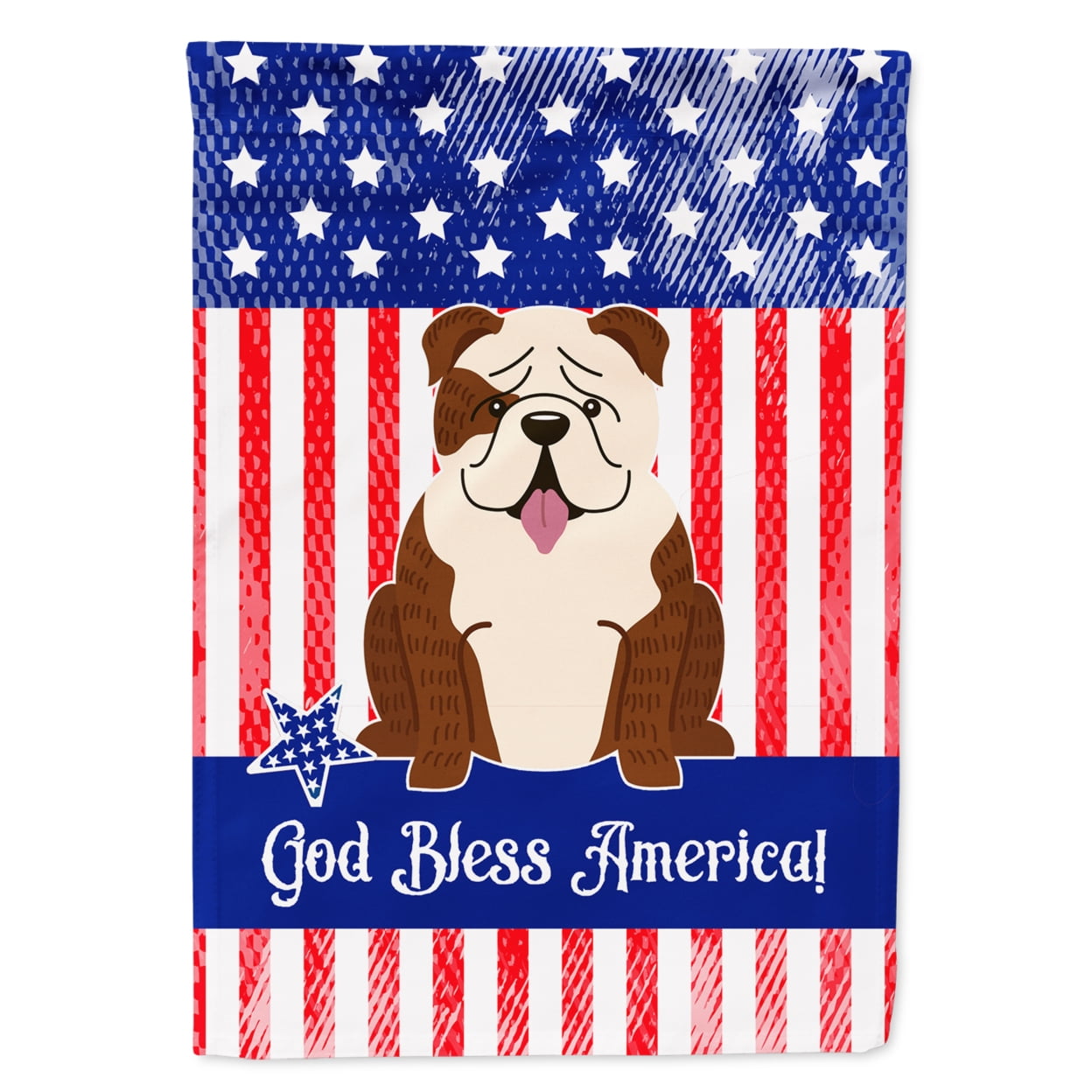 BB3116GF Patriotic USA English Bulldog Brindle White Garden Size Flag