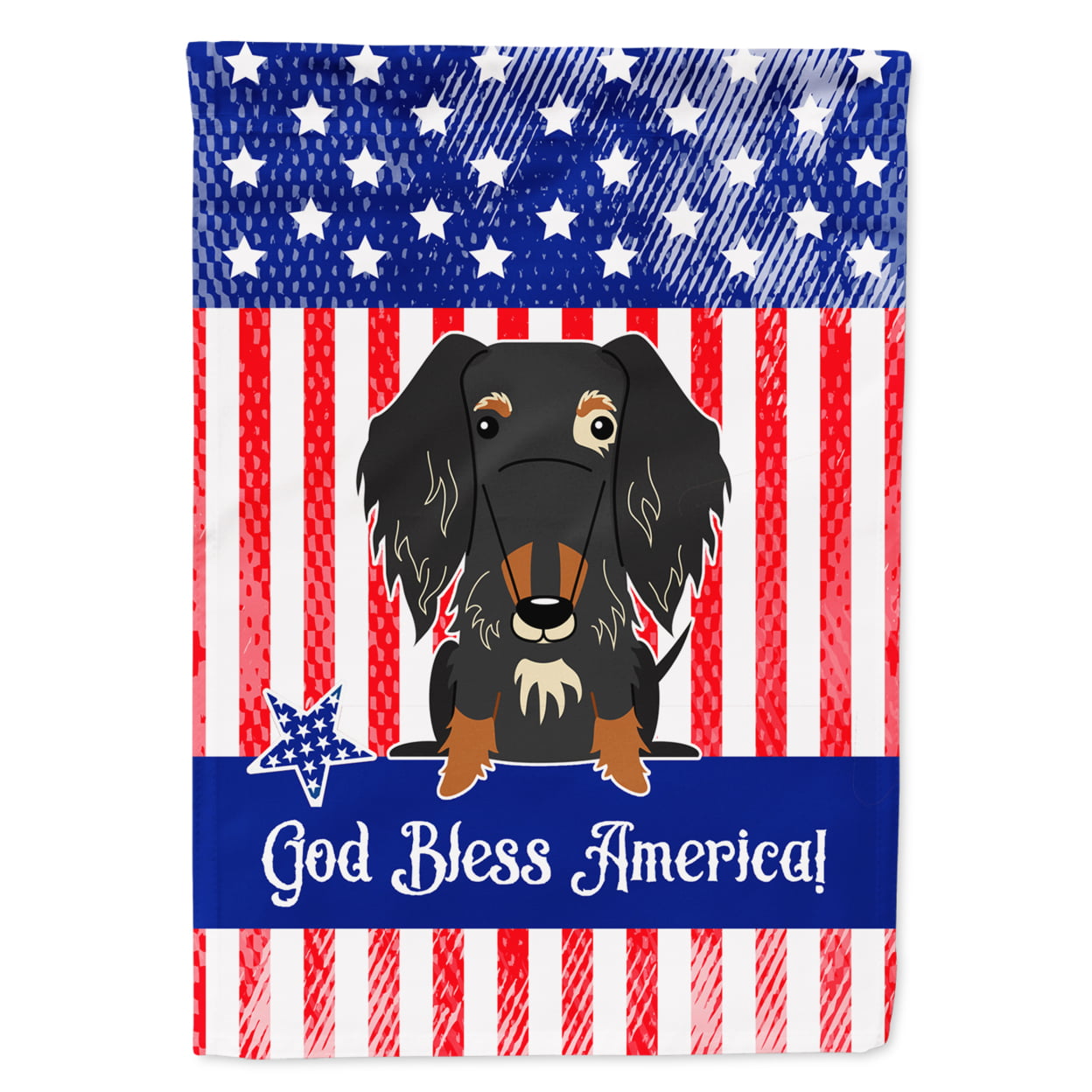 BB3123GF Patriotic USA Wire Haired Dachshund Dapple Garden Size Flag