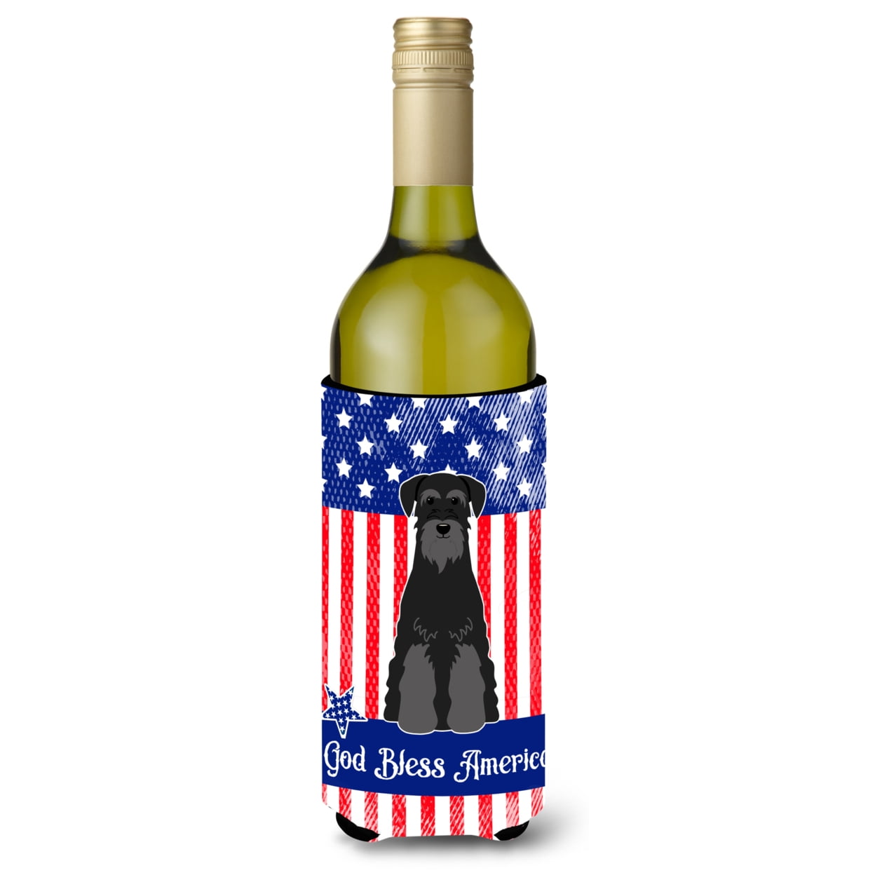 Patriotic USA Standard Schnauzer Black Wine Bottle Beverge Insulator Hugger