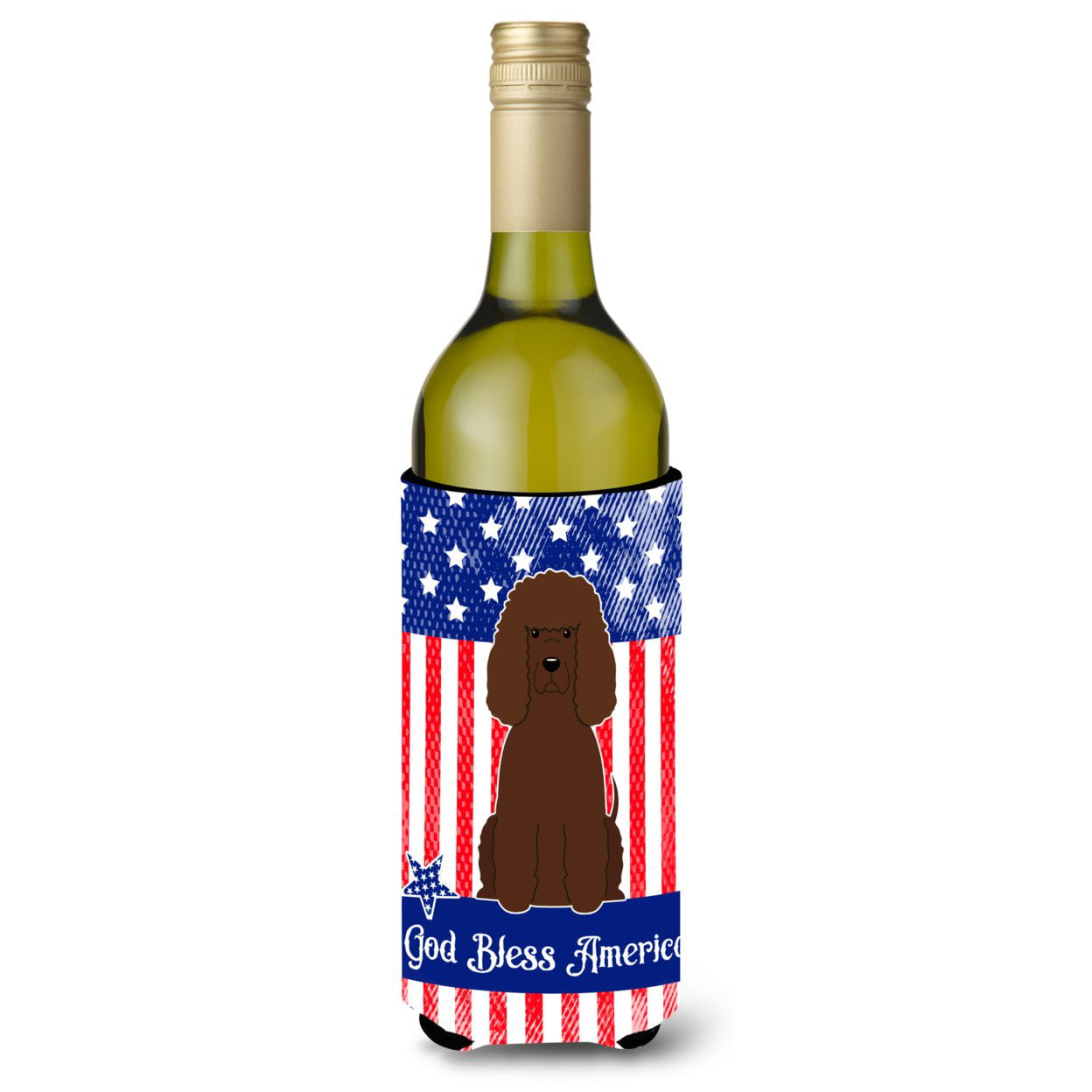 Patriotic USA Irish Water Spaniel Wine Bottle Beverge Insulator Hugger
