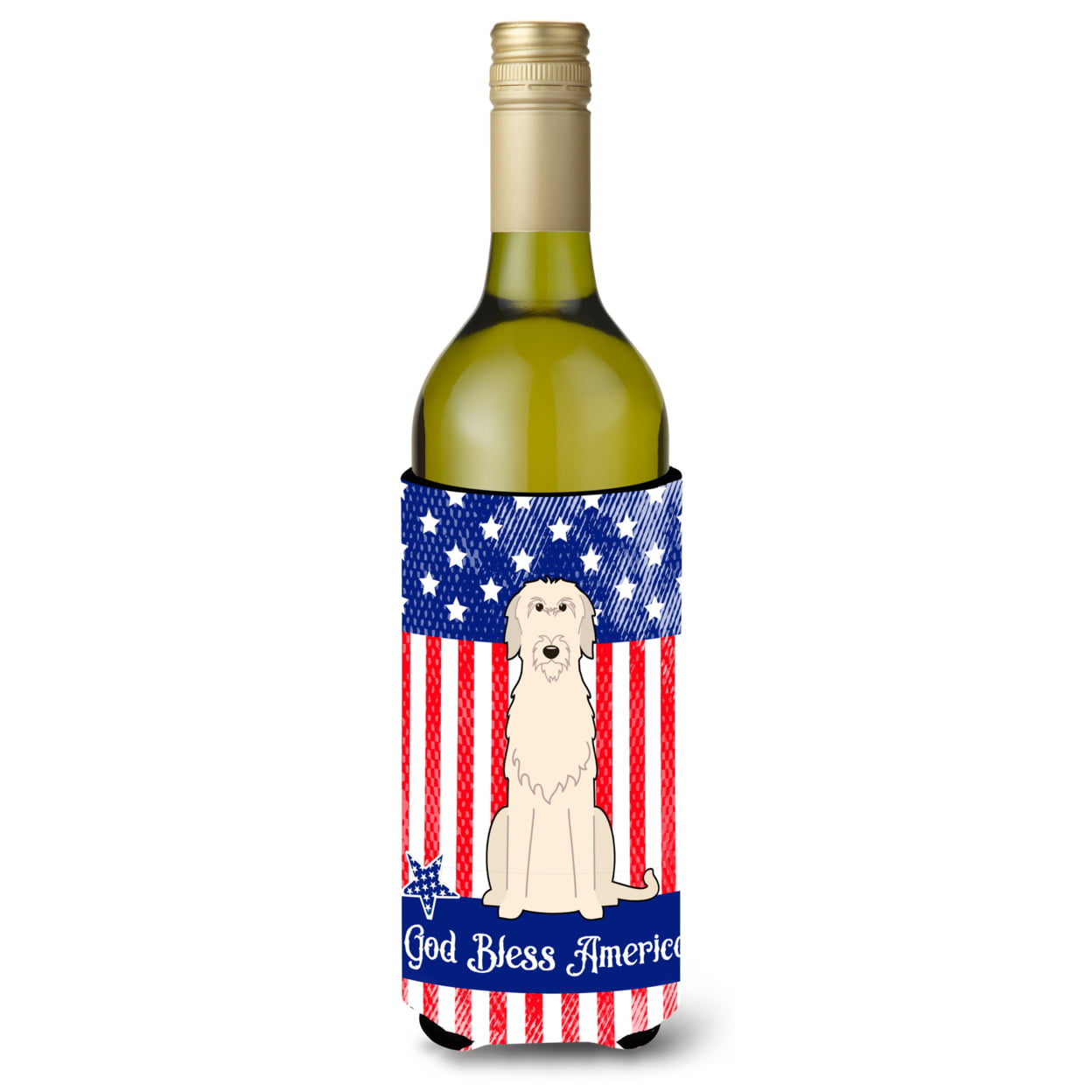 Patriotic USA Irish Wolfhound Wine Bottle Beverge Insulator Hugger