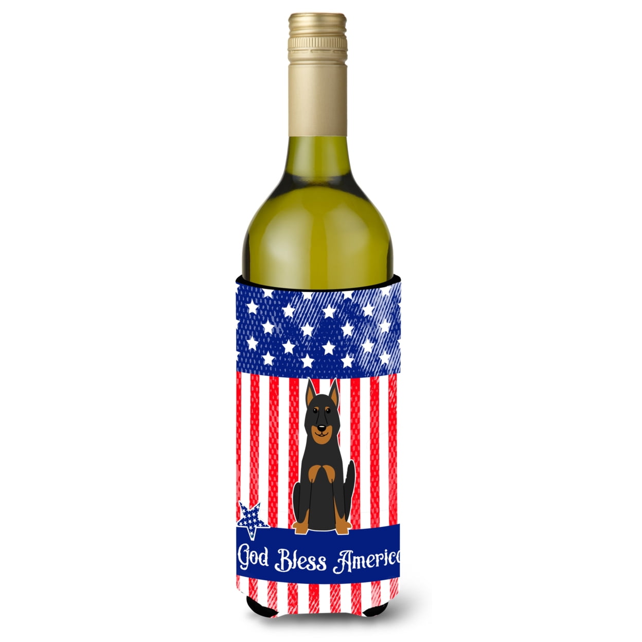 Patriotic USA Beauce Shepherd Dog Wine Bottle Beverge Insulator Hugger