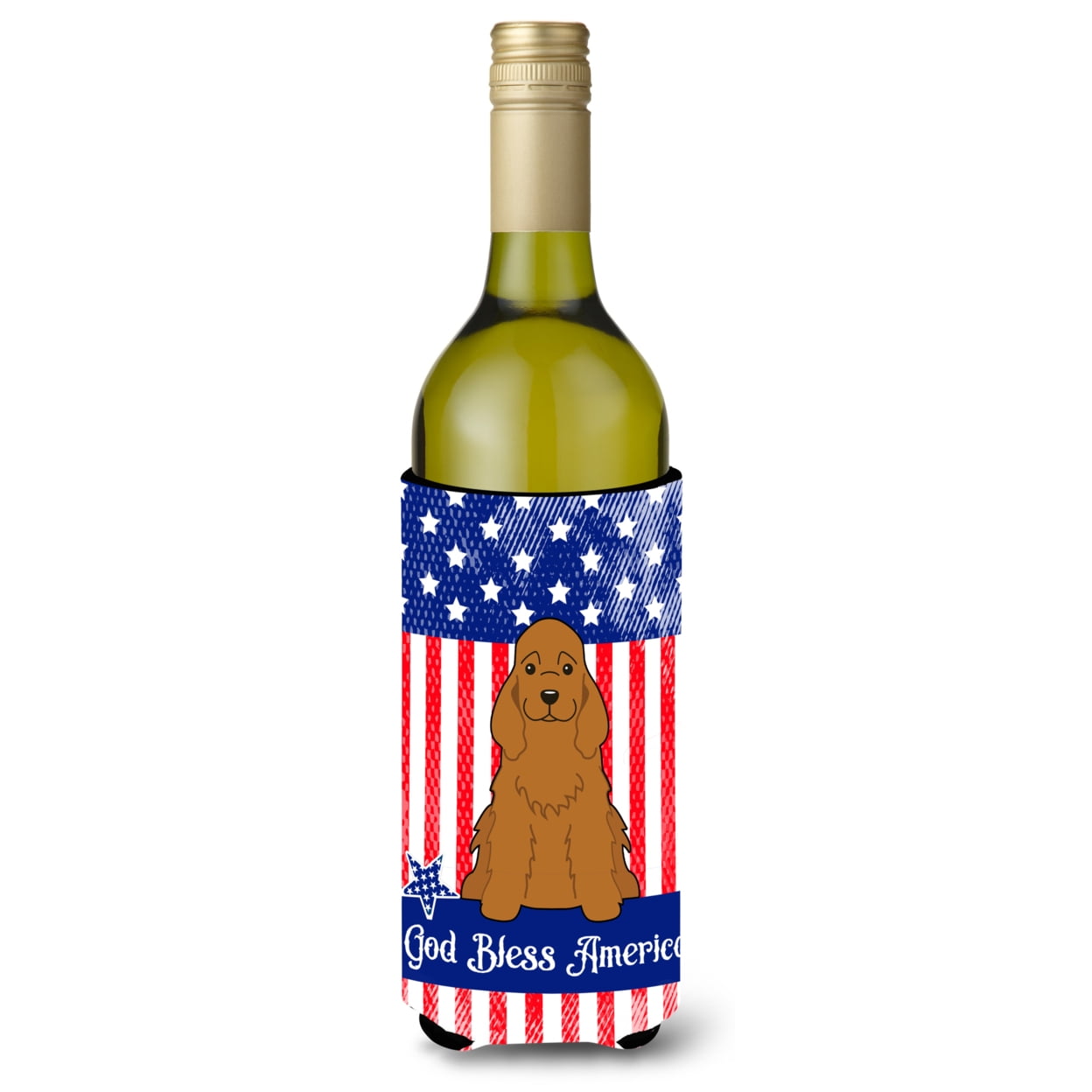 Patriotic USA Cocker Spaniel Red Wine Bottle Beverge Insulator Hugger