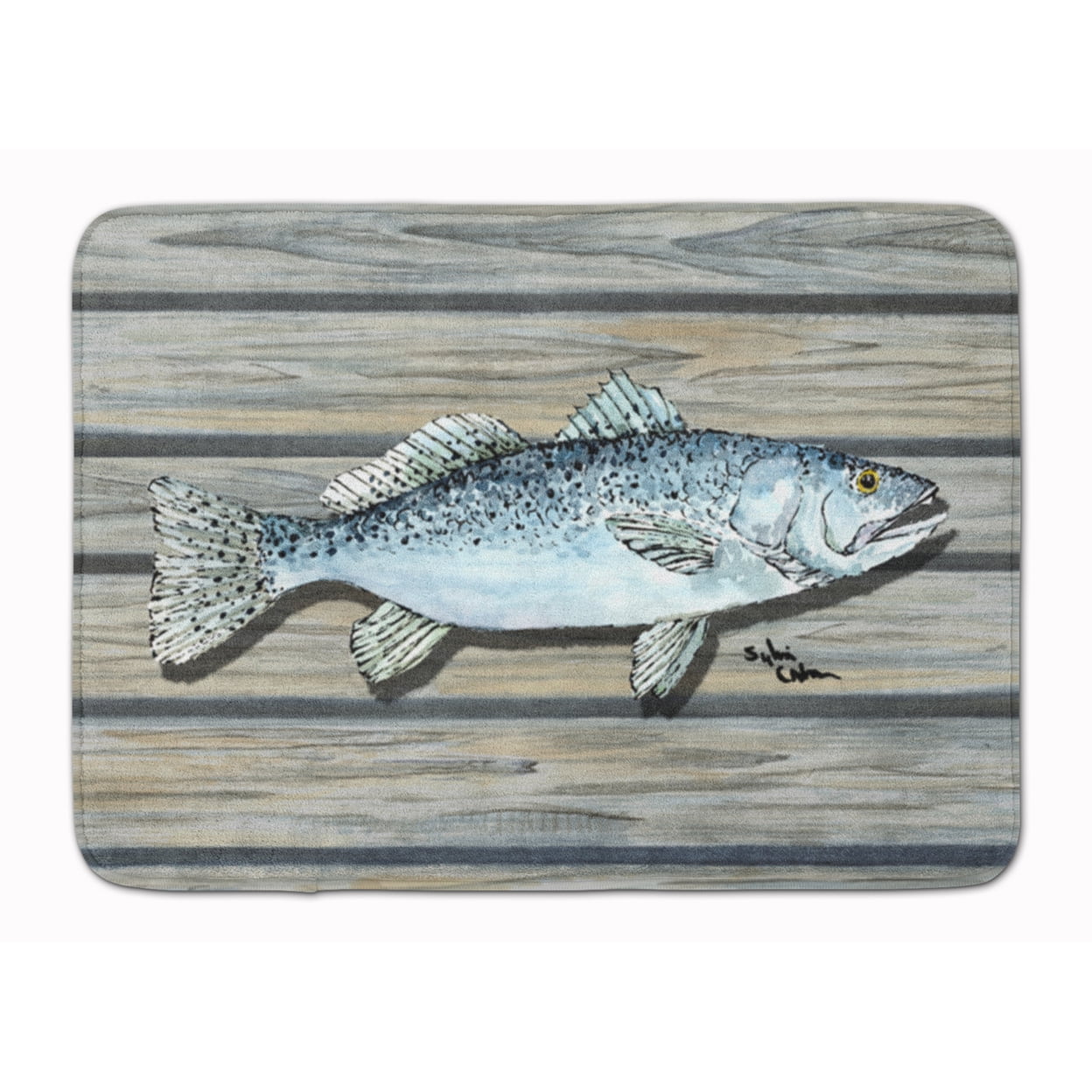 8494-RUG Fish Speckled Trout Machine Washable Memory Foam Mat