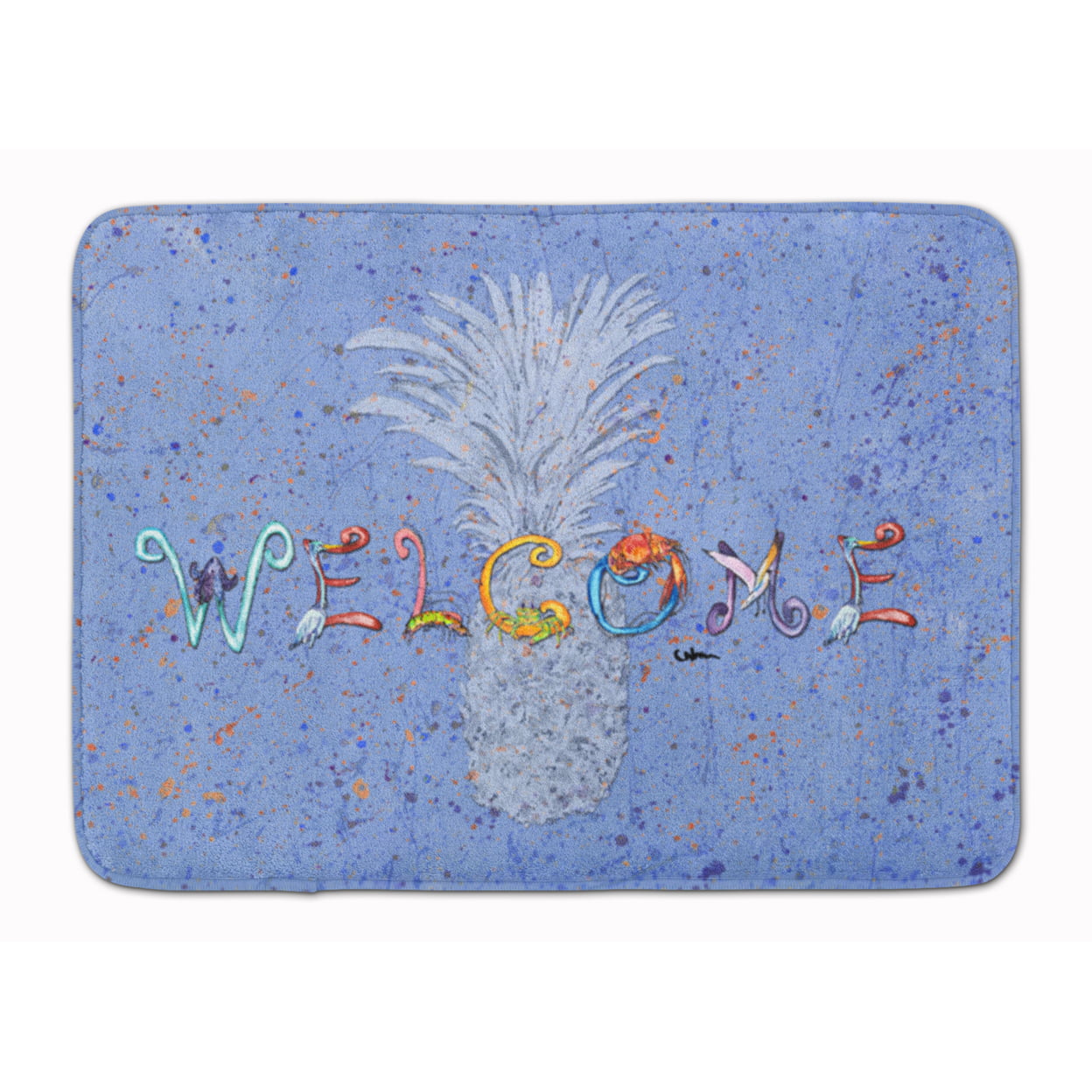 24 x 36 in. Pineapple Indoor or Outdoor Machine Washable Memory Foam Mat