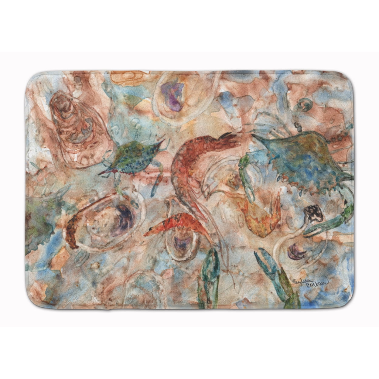 Crabs, Shrimp & Oysters on the Loose Machine Washable Memory Foam Mat