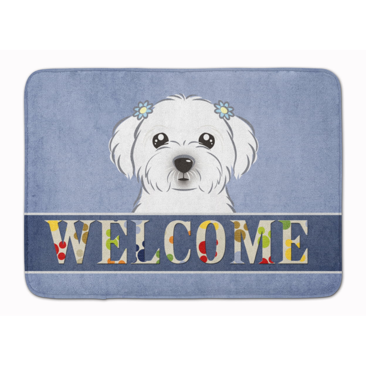 BB1394RUG Maltese Welcome Machine Washable Memory Foam Mat