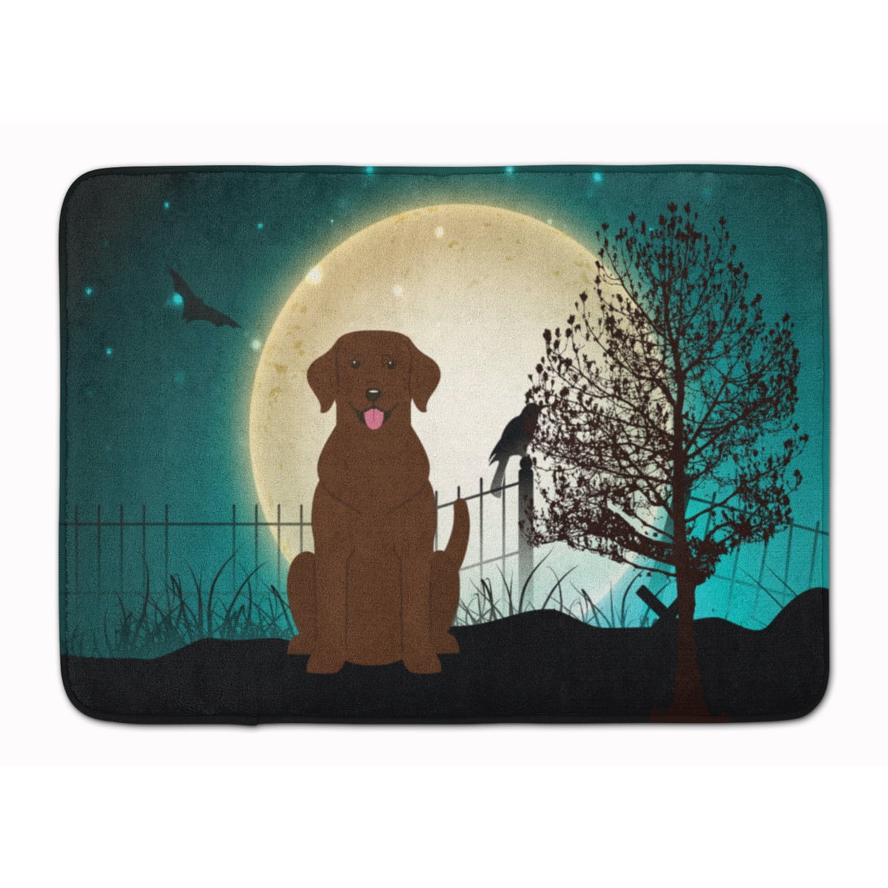 BB2246RUG Halloween Scary Chocolate Labrador Machine Washable Memory Foam Mat