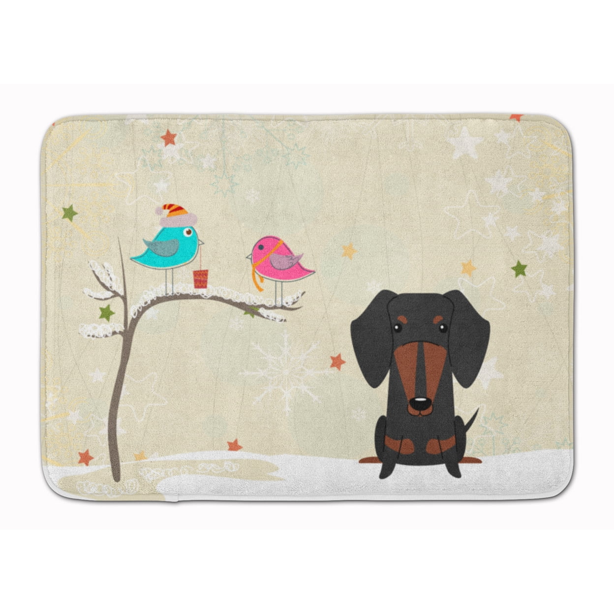 Christmas Presents Between Friends Dachshund Black Tan Machine Washable Memory Foam Mat