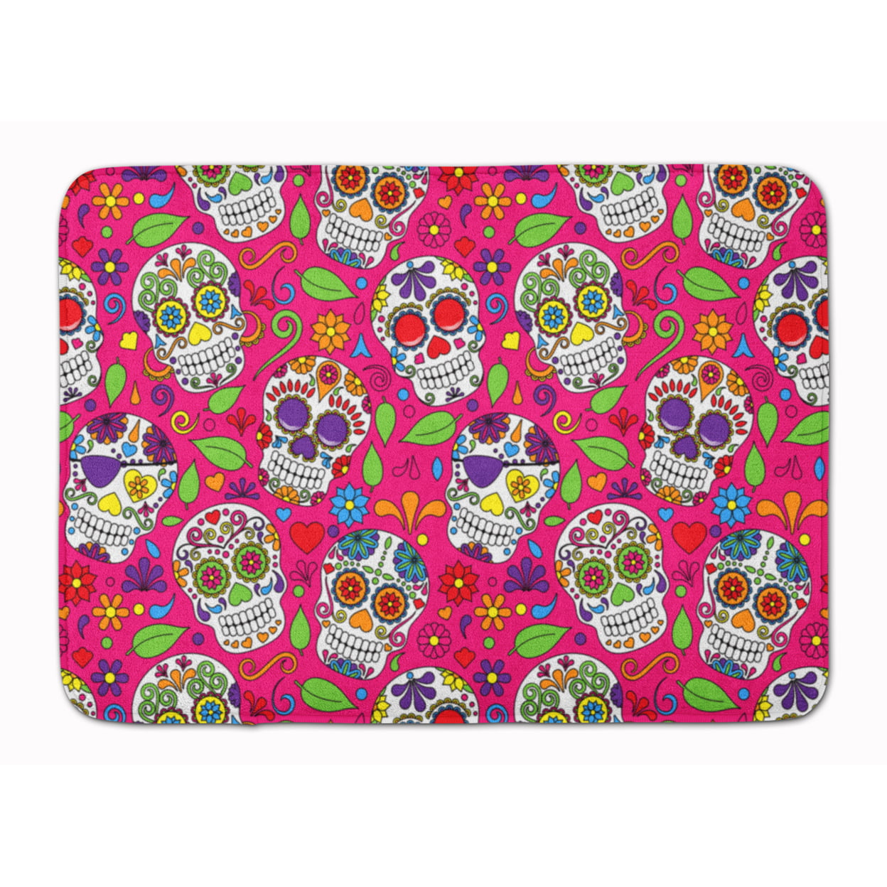 Day of the Dead Pink Machine Washable Memory Foam Mat