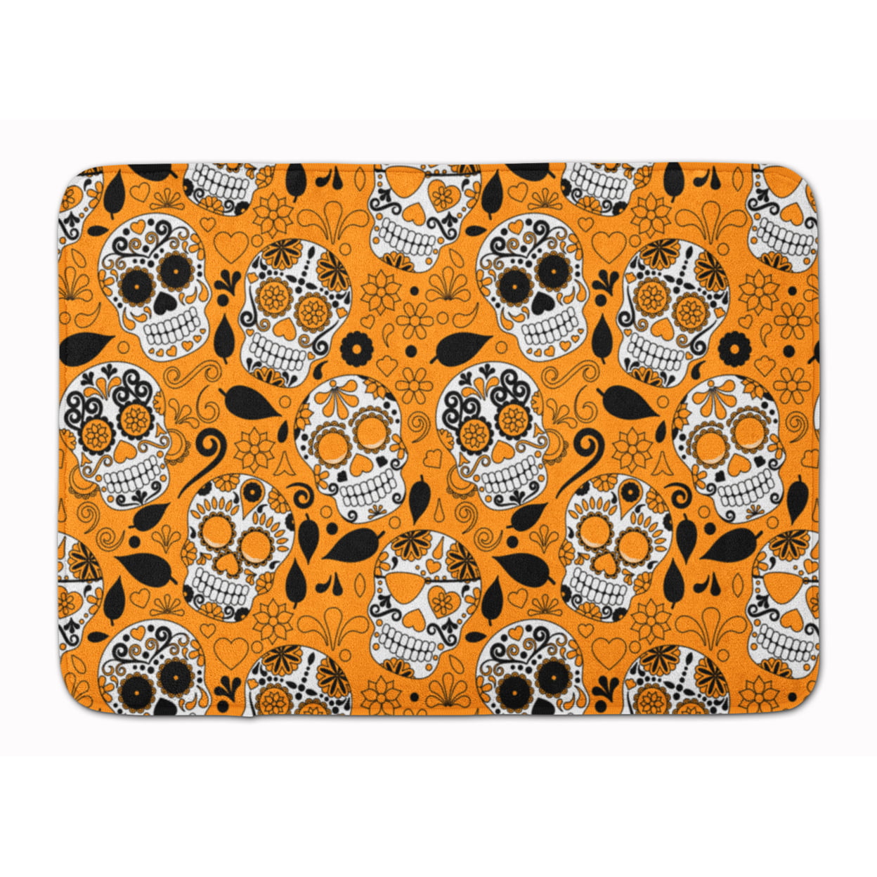 Day of the Dead Orange Machine Washable Memory Foam Mat