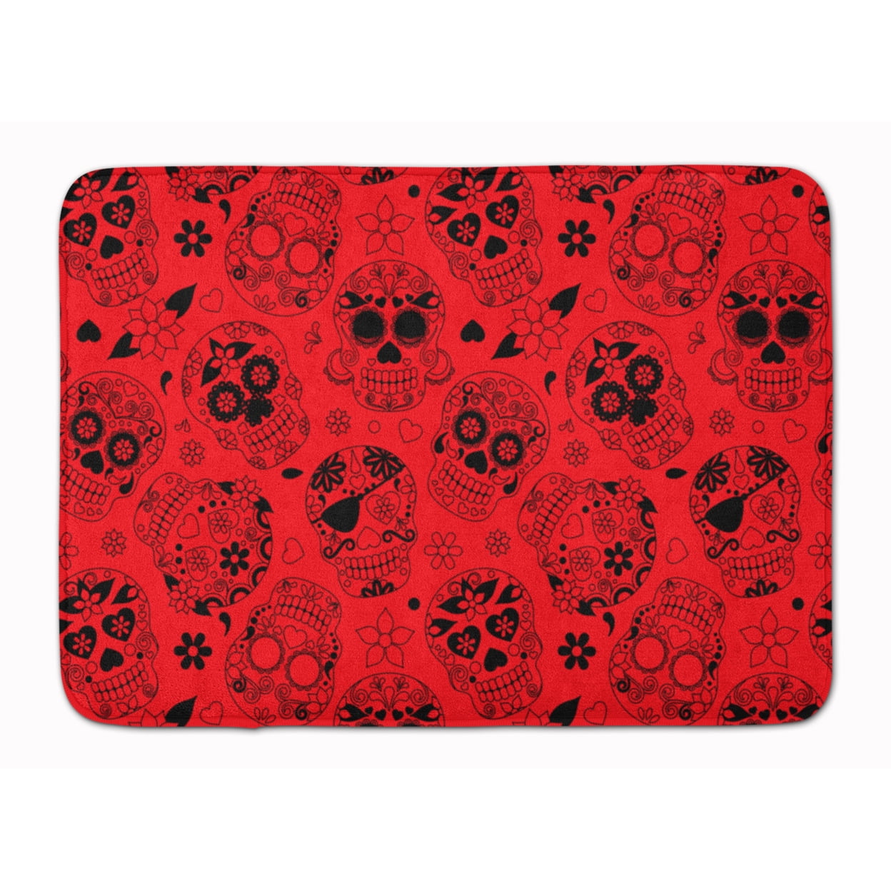 Day of the Dead Orange Machine Washable Memory Foam Mat
