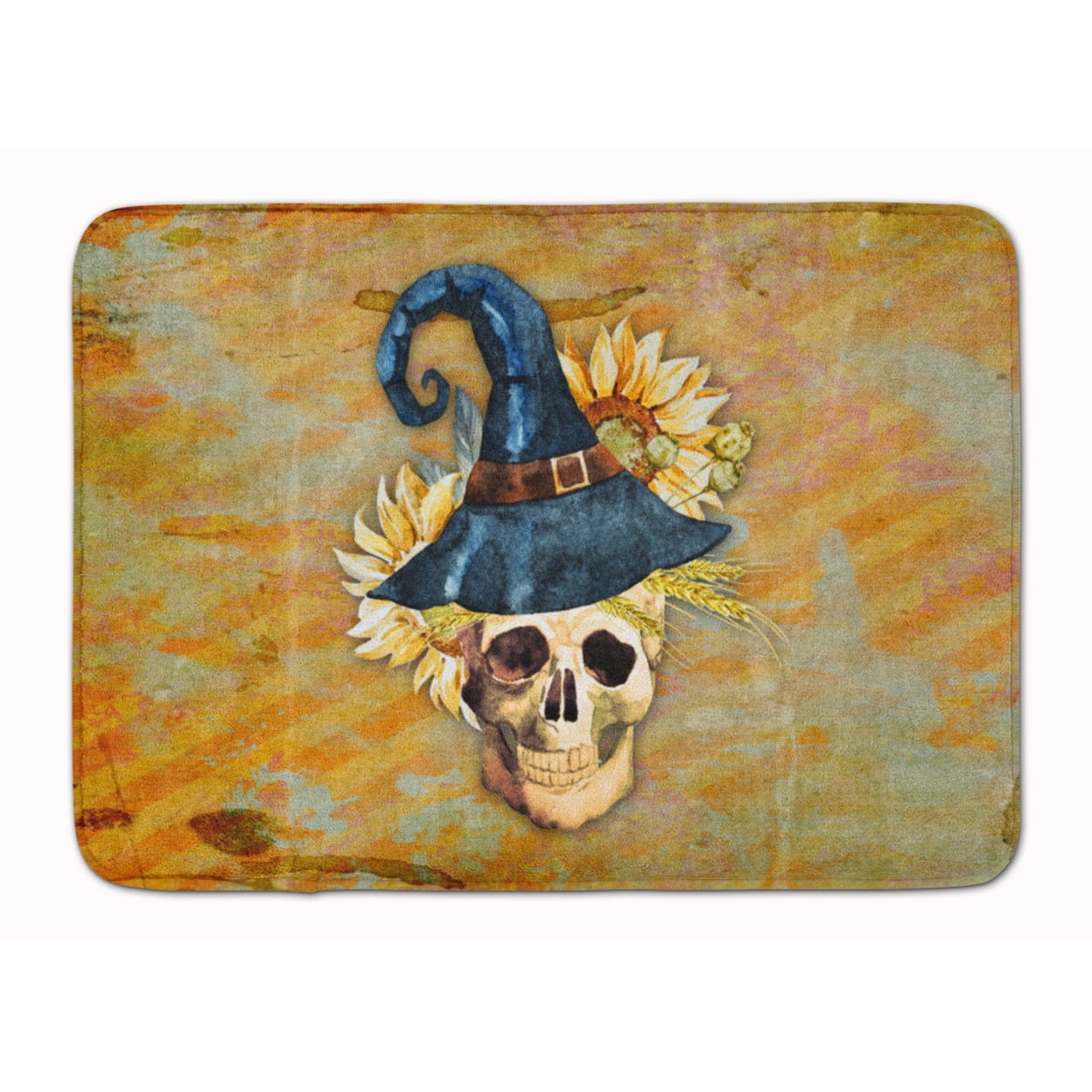 Day of the Dead Witch Skull Machine Washable Memory Foam Mat
