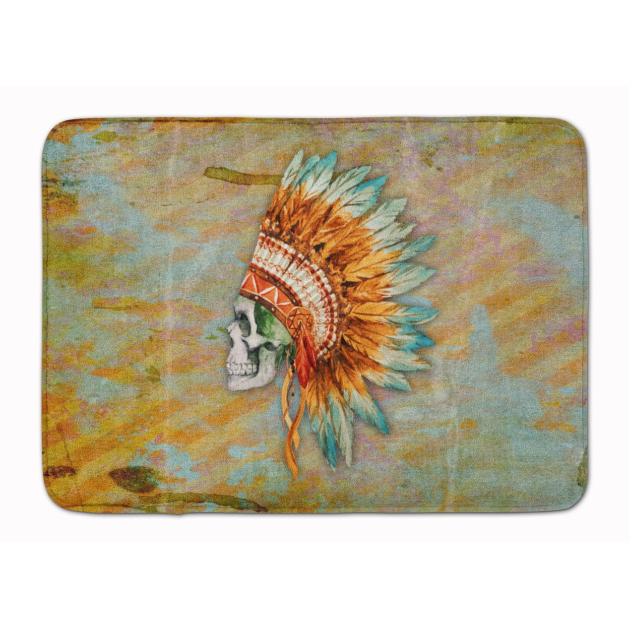 BB5127RUG Day of the Dead Indian Skull Machine Washable Memory Foam Mat