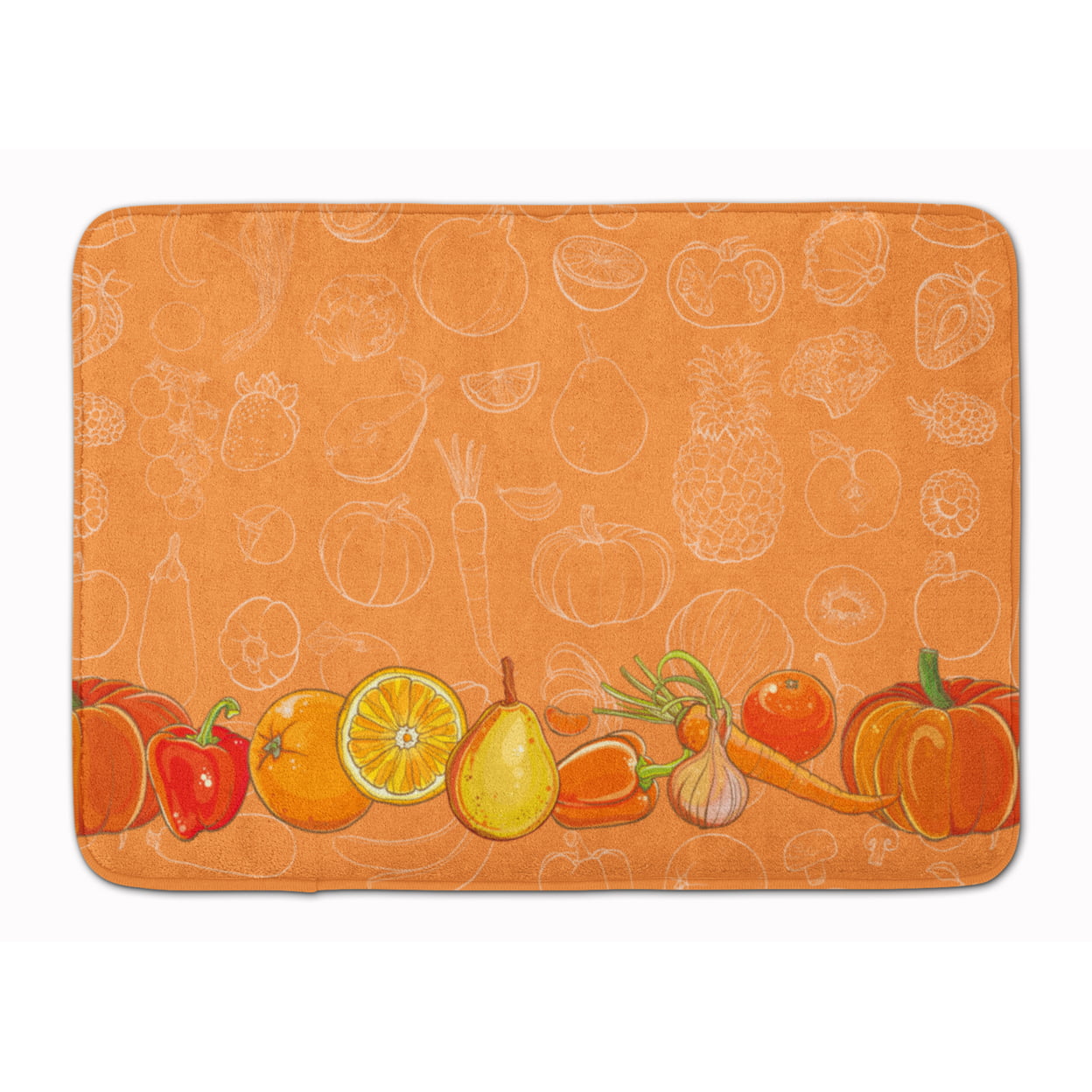 Fruits & Vegetables in Orange Machine Washable Memory Foam Mat