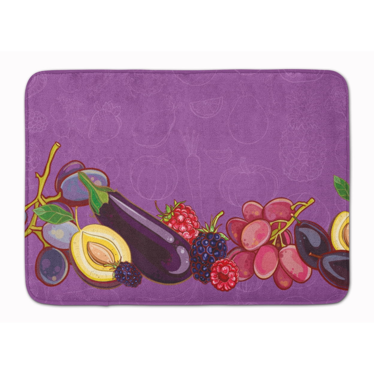 Fruits & Vegetables in Purple Machine Washable Memory Foam Mat